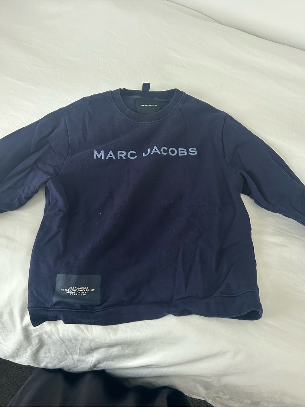 Marc Jacobs Navy Crewneck Sweatshirt with Front Logo